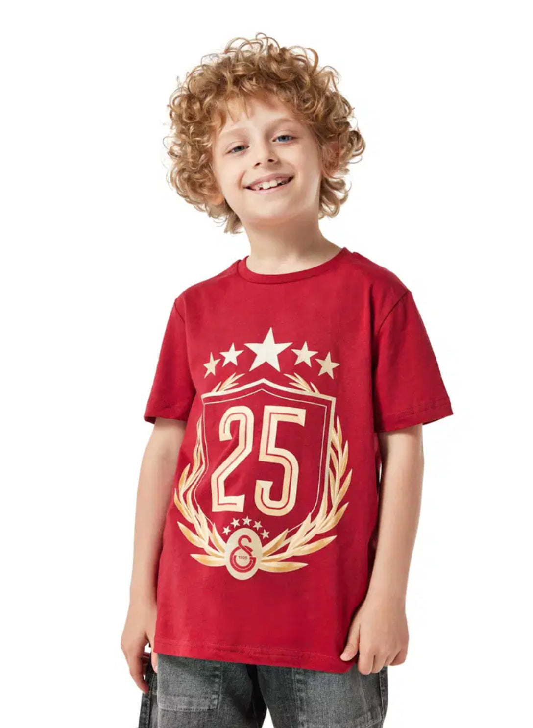 Galatasaray 25 Şampiyonluk Çocuk T-Shirt Kirmizi