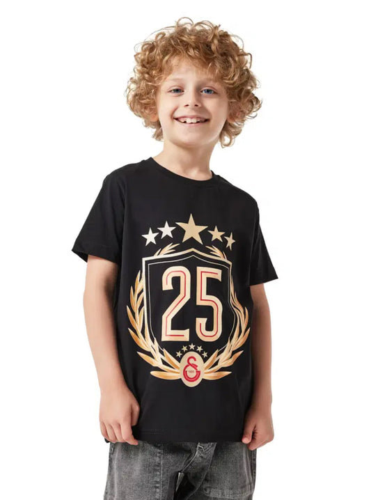 Galatasaray 25 Şampiyonluk Çocuk T-Shirt Siyah