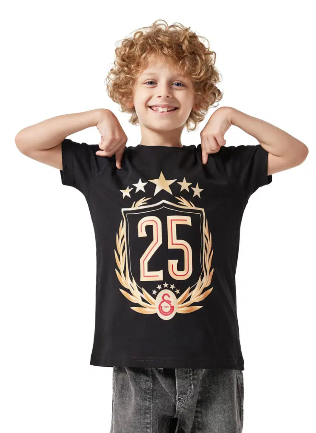 Galatasaray 25 Şampiyonluk Çocuk T-Shirt Siyah