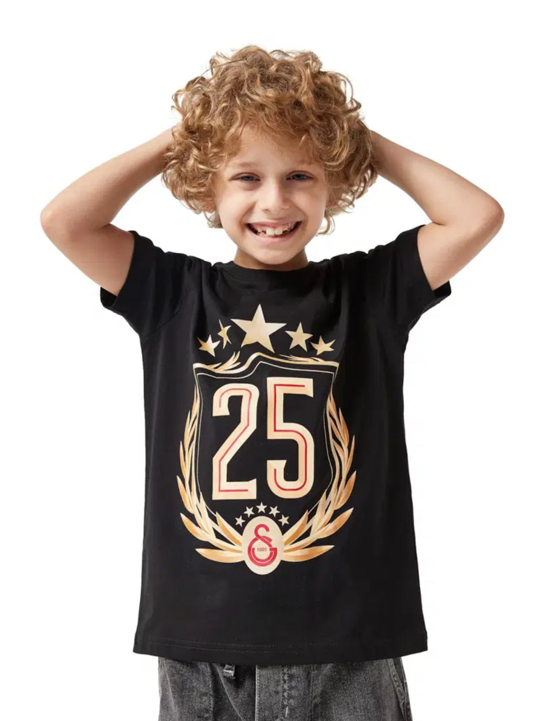 Galatasaray 25 Şampiyonluk Çocuk T-Shirt Siyah