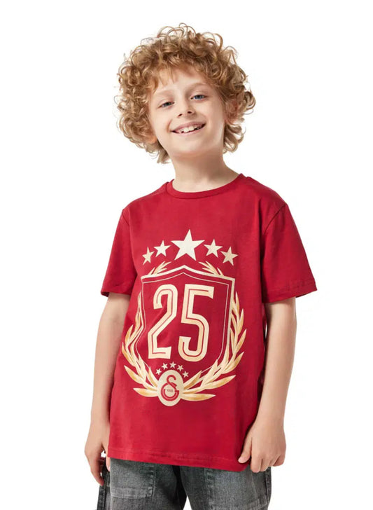 Galatasaray 25 Şampiyonluk Çocuk T-Shirt Kirmizi