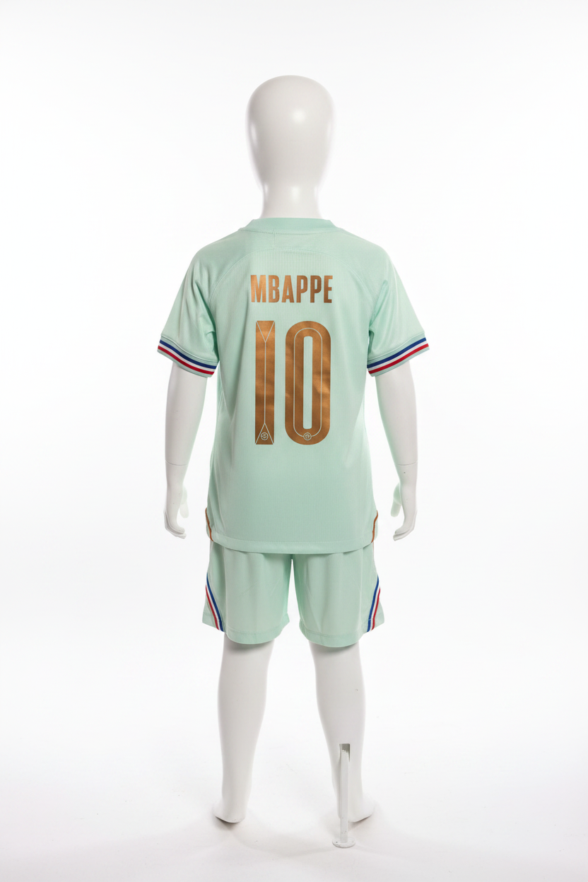 Frankrijk uitshirt achterkant op witte kinderpop