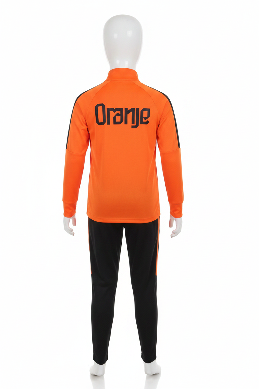 Nederland oranje trainingspak achterkant met Oranje tekst