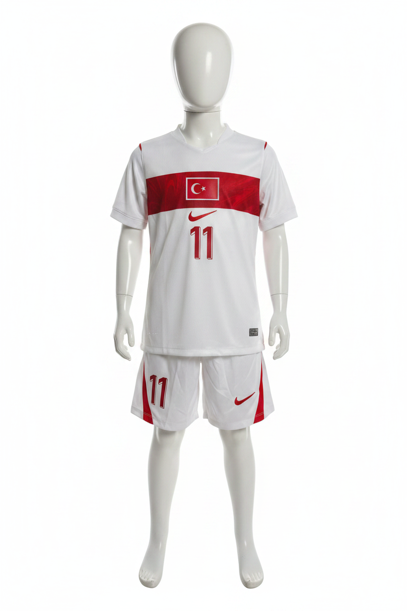Turkije wit uitshirt voorkant met nummer 11